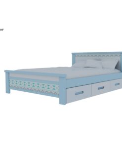 Giường ngủ đơn cho bé có hộc kéo in hoa văn
